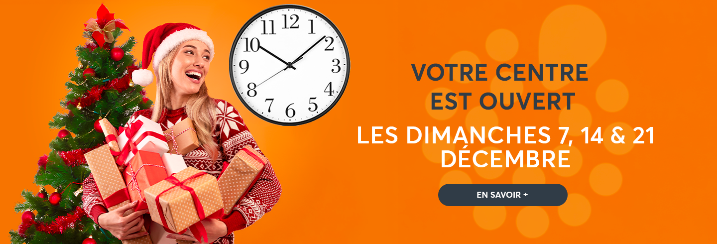 Votre centre commercial Auhsopping chateauroux est ouvert les dimanches 7, 14 & 21 décembre